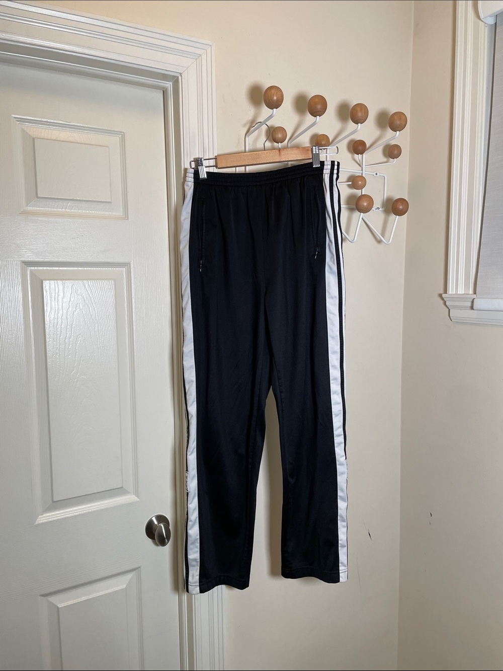 Adidas - Y2K Classic Tear Away Vintage Athletic Pants - Black / White - M